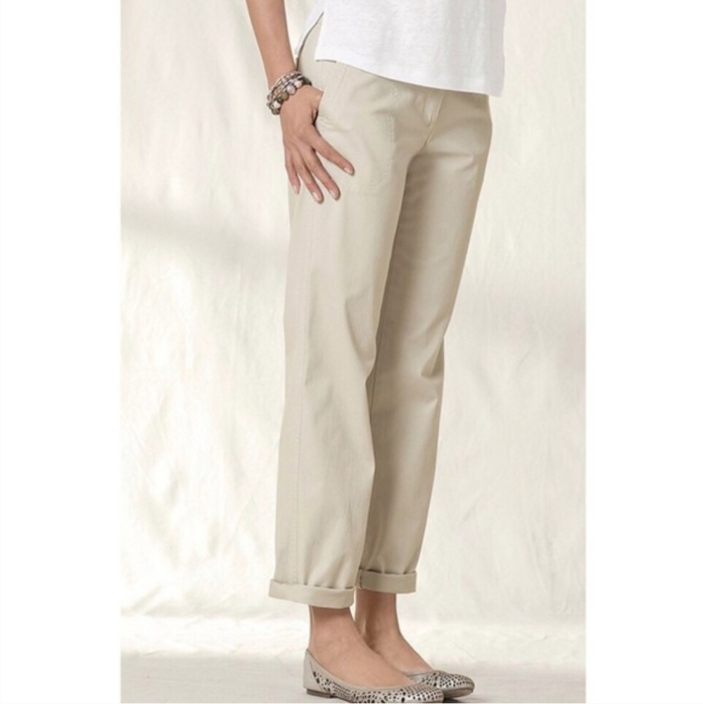 J.Jill brushed twill slim boyfriend live-in chino khaki pants in "sea salt"